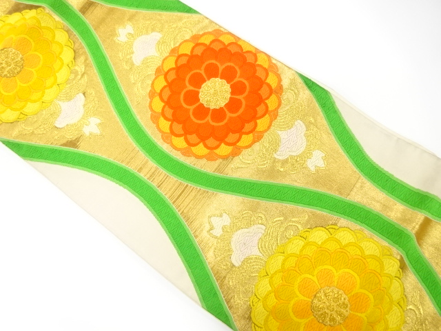 JAPANESE KIMONO / ANTIQUE FUKURO OBI / SILK / WOVEN TATEWAKU PATTERN